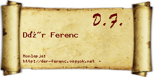 Dér Ferenc névjegykártya